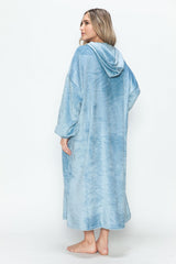 Double Take Full Size Pocketed Hooded Midi Lounge Dress - Trendsi