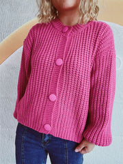 Button Up Long Sleeve Cardigan - Trendsi