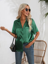 Button Down Short Sleeve Shirt - Trendsi - Flyclothing LLC