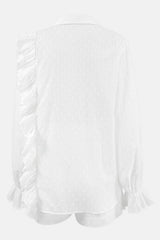 Ruffled Dot Applique Collared Neck Top and Shorts Set - Trendsi - Flyclothing LLC