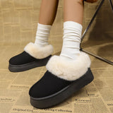 Fuzzy Trim Platform Boots - Trendsi - Flyclothing LLC
