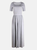 Scoop Neck Short Sleeve Jumpsuit - Trendsi - Flyclothing LLC