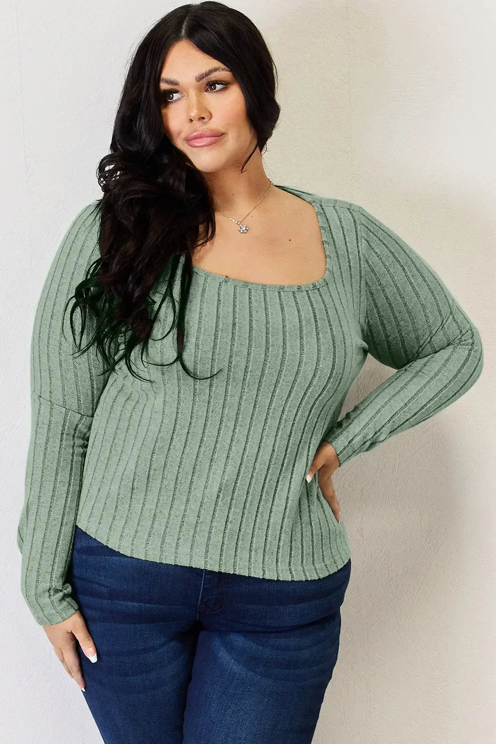 Basic Bae Full Size Ribbed Long Sleeve T-Shirt - ShopBasicbae - Flyclothing LLC