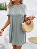 Lace Detail Round Neck Short Sleeve Mini Dress - Trendsi - Flyclothing LLC