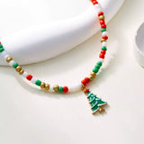Christmas Themed Beaded Pendant Necklace - Trendsi - Flyclothing LLC