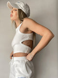Cutout Round Neck Tank - Trendsi