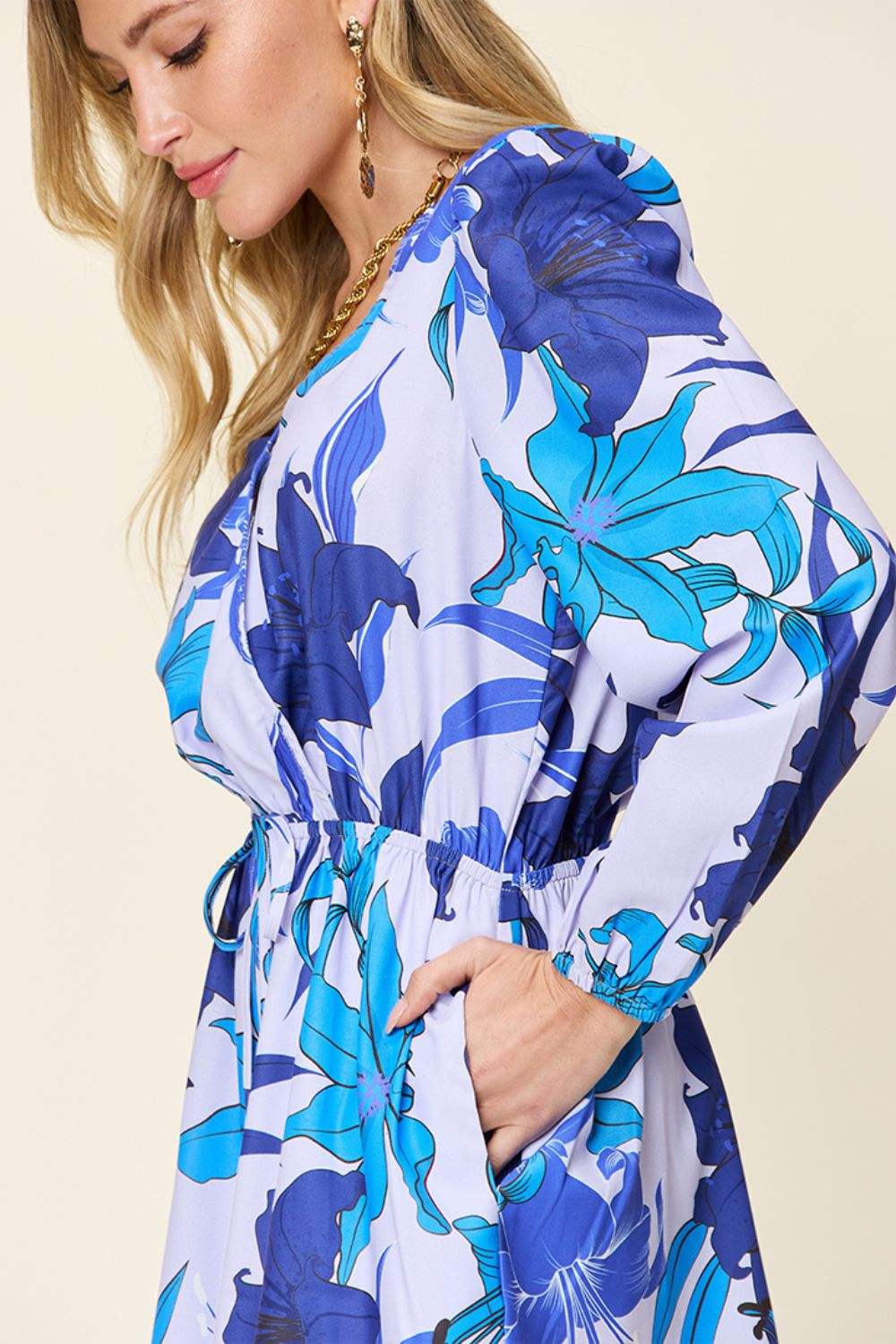 Double Take Full Size Floral Long Sleeve Romper with Pockets - Trendsi - Flyclothing LLC