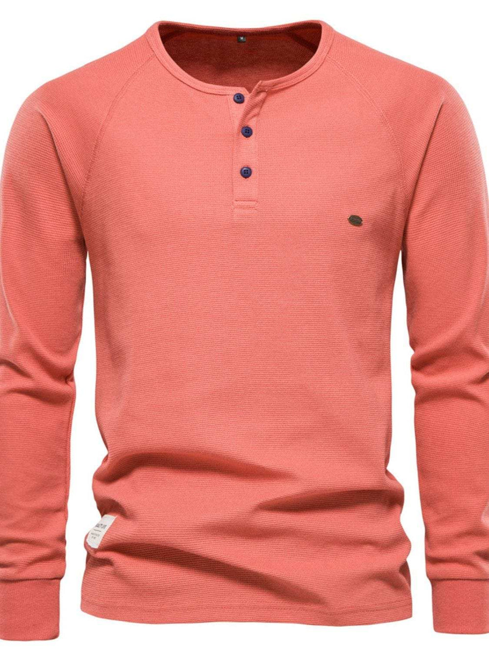 Men's Waffle-Knit Long Sleeve T-Shirt - Trendsi - Flyclothing LLC