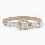 PU Leather Rhinestone Belt - Trendsi