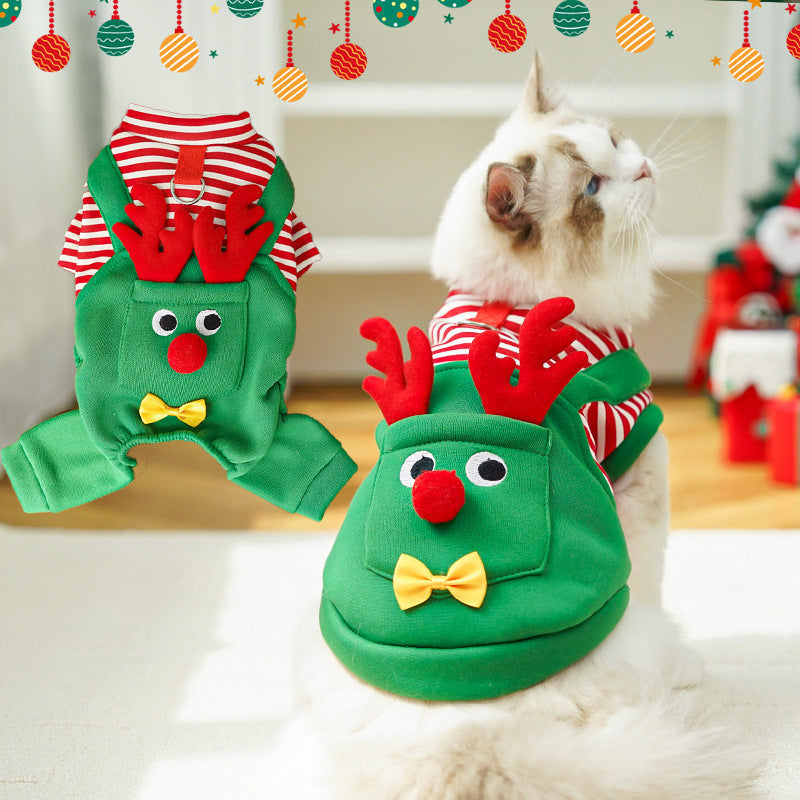 Christmas Pet Dogs Cats Coats Dress Up Costume Elk Pocket Sweatshirt Teddy Bichon Puppy Kitten Vest Xmas Warmer Pets Clothes - My Store - Flyclothing LLC