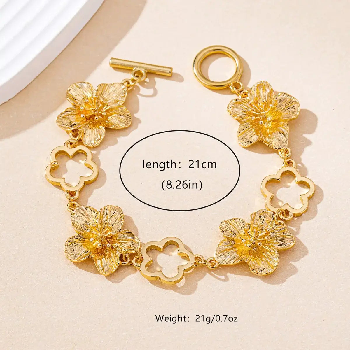 18K Gold-Plated Flower Bracelet - Trendsi - Flyclothing LLC