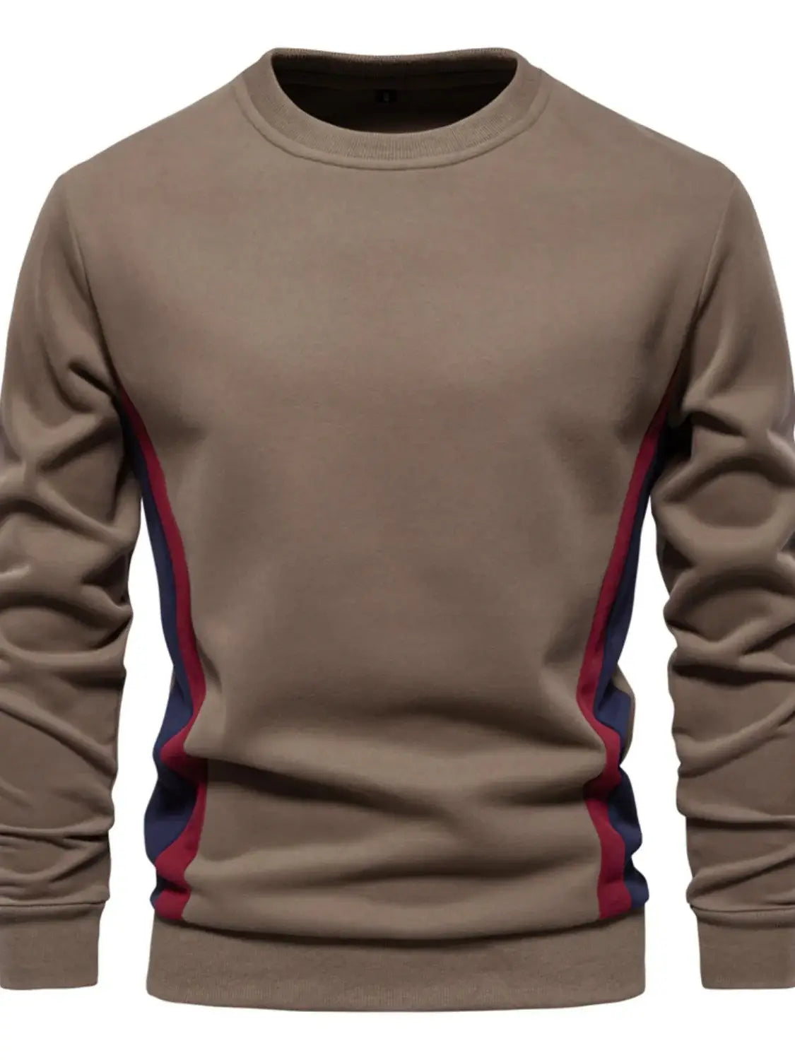Men's Side Striped Contrast Round Neck Sweatshirt - Trendsi - Flyclothing LLC