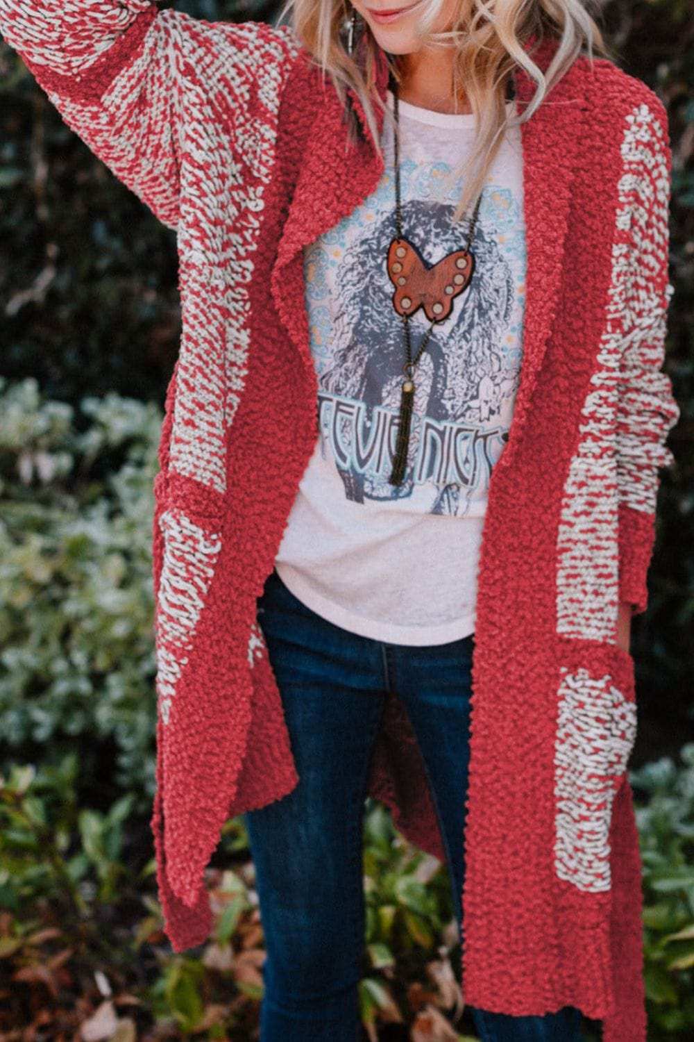 Contrast Trim Open Front Longline Cardigan - Trendsi - Flyclothing LLC