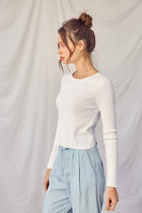 Idem Ditto Twisted Backless Long Sleeve Knit Top - Trendsi - Flyclothing LLC