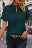 Notched Short Sleeve Blouse - Trendsi - Flyclothing LLC