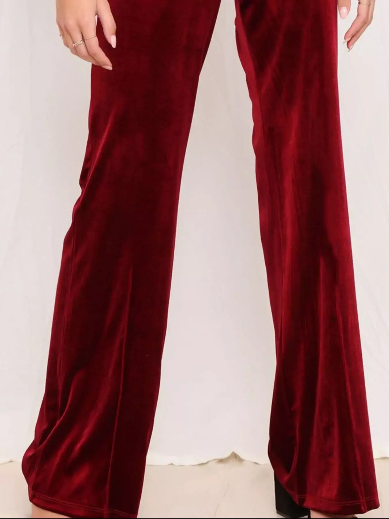 Full Size Velvet Wide Leg Pants Plus Size - Trendsi - Flyclothing LLC