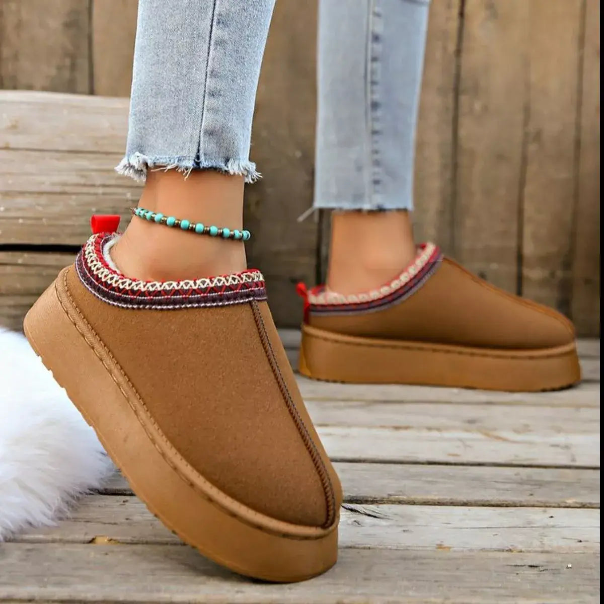Plush Lined Platform Ankle Boots - Trendsi - Flyclothing LLC