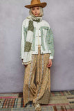 POL Button Down Patchwork Denim Jacket with Floral Print Details - Trendsi - Flyclothing LLC