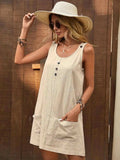 Decor Button Mini Tank Dress with Pockets - Trendsi - Flyclothing LLC