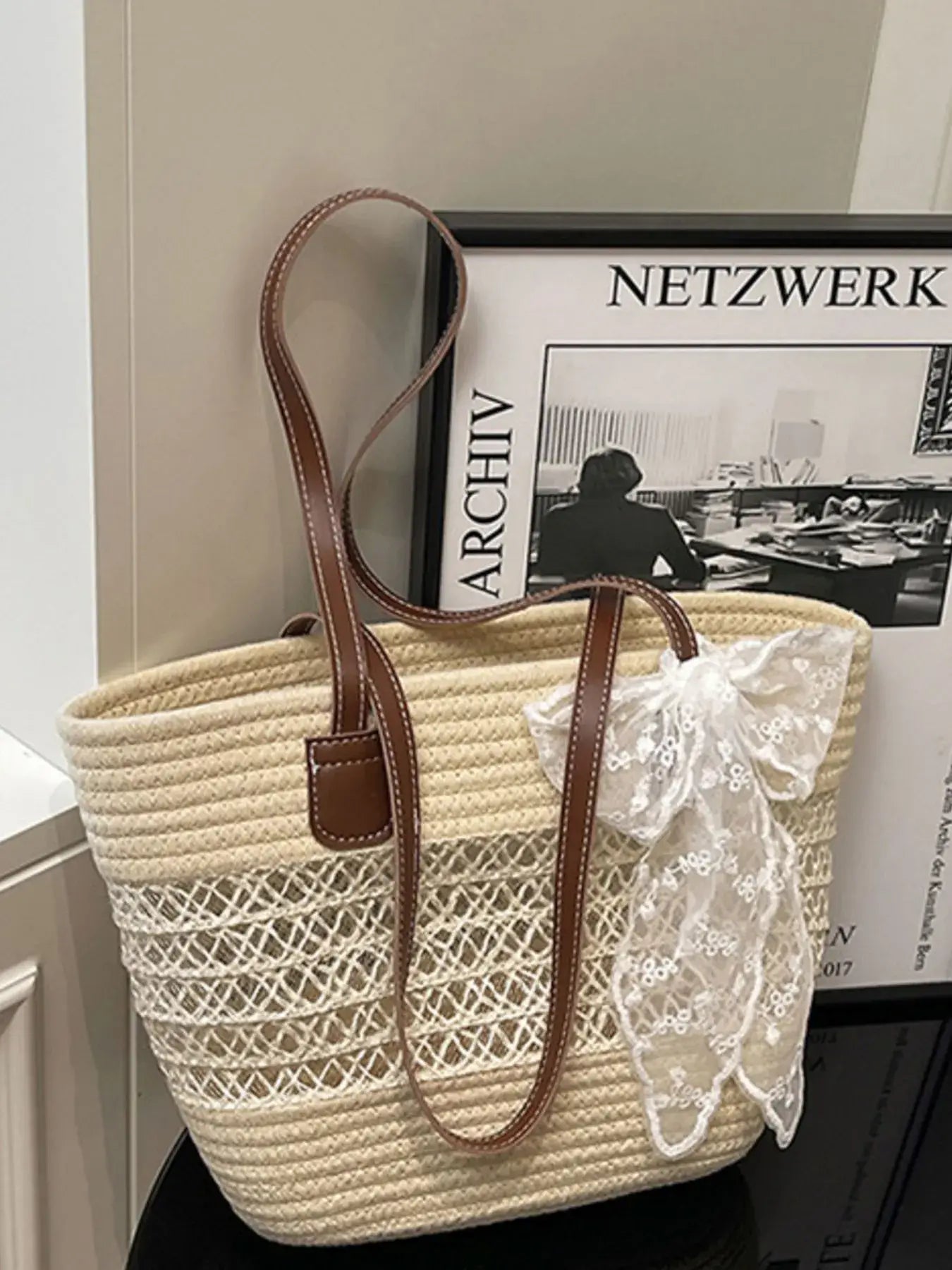 Woven Straw Shoulder Bag - Trendsi - Flyclothing LLC