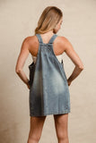 BiBi Washed Adjustable Strap Denim Overall Dress - Trendsi