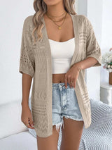 Openwork Open Front Half Sleeve Cardigan - Trendsi - Flyclothing LLC