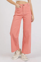 Mittoshop Twill Patch Pocket High Rise Wide Leg Pants - Trendsi - Flyclothing LLC