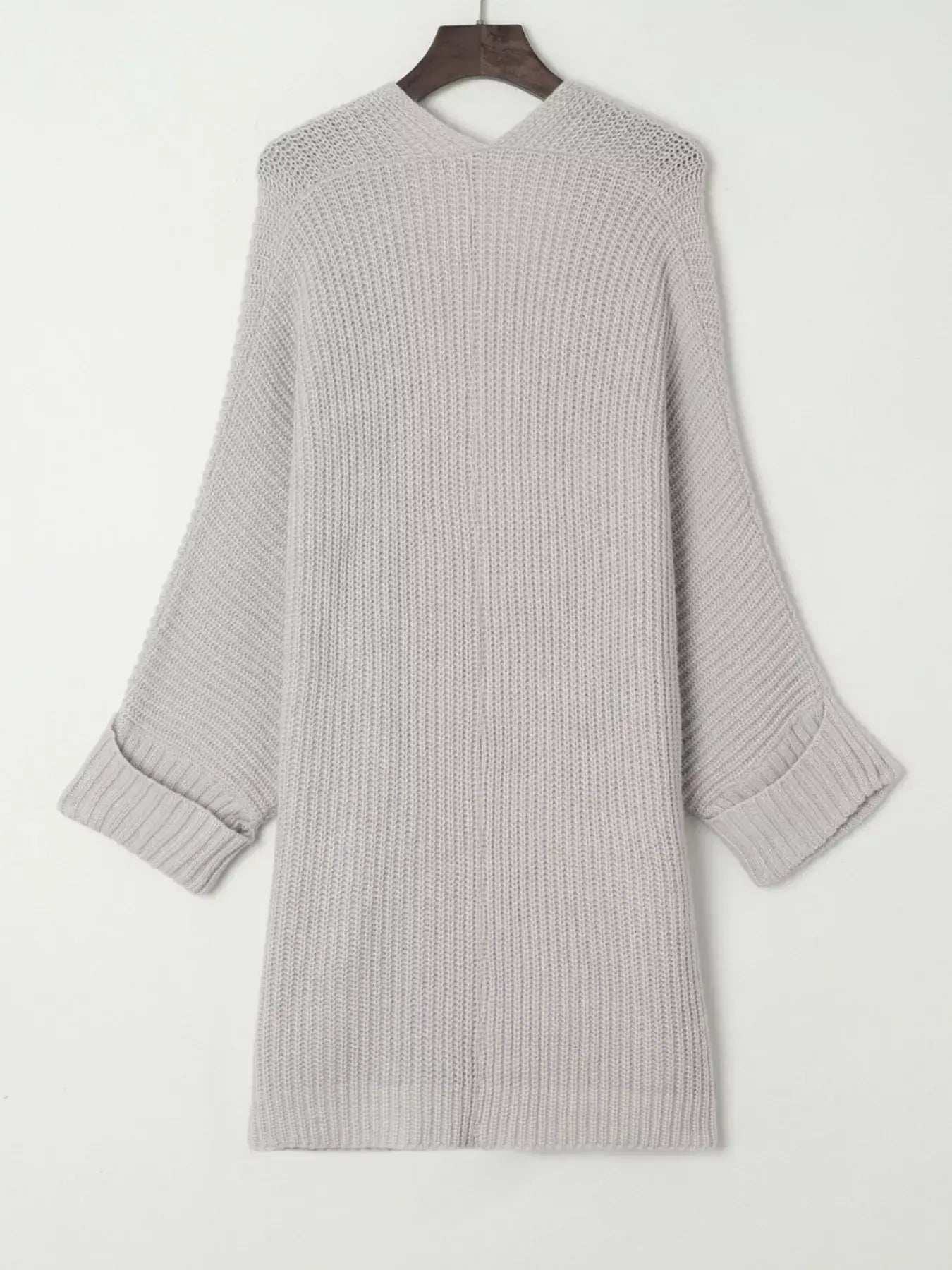 Oversized Fold Over Sleeve Open Front Cardigan - Trendsi - Flyclothing LLC