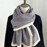 Contrast Trim Winter Scarf - Trendsi - Flyclothing LLC