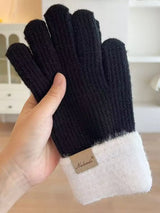 Knitted Warm Gloves with Plush Cuff - Trendsi - Flyclothing LLC
