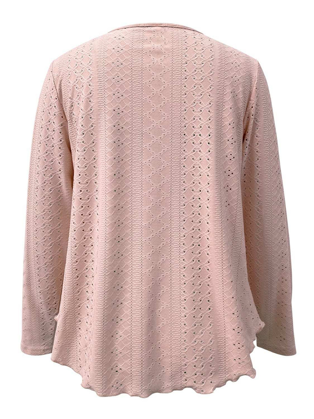 Eyelet Long Sleeve Blouse - Trendsi - Flyclothing LLC
