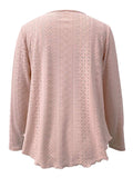 Eyelet Long Sleeve Blouse - Trendsi - Flyclothing LLC