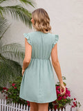 Swiss Dot Ruffled V-Neck Dress - Trendsi - Flyclothing LLC