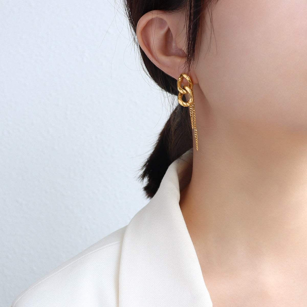 Titanium Steel Chain Shape Earrings - Trendsi - Flyclothing LLC