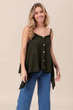 BiBi Popcorn Waffle Knit with Buttoned Front Cami Top - Trendsi - Flyclothing LLC