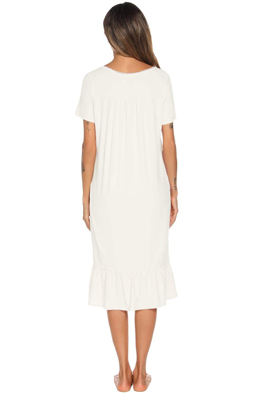 Lace Detail Square Neck Lounge Dress - Trendsi - Flyclothing LLC