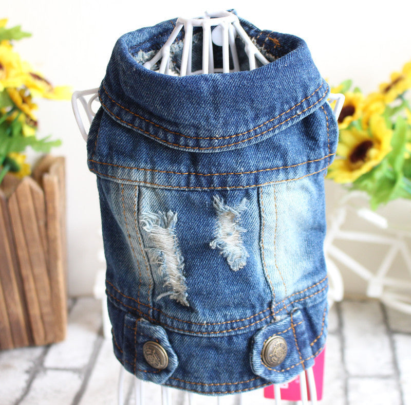 Designer Dog Clothes Small Dog Denim Jacket Coat Cat Costume Puppy Jeans Vest Spring Clothing - My Store - Flyclothing LLC