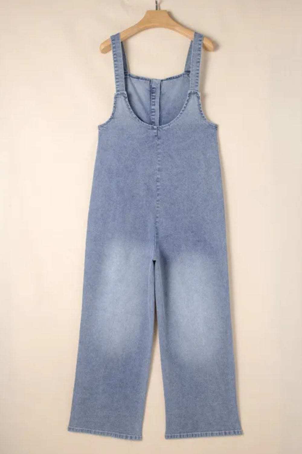 Wide Strap Denim Overalls with Pockets - Trendsi - Flyclothing LLC