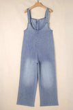 Wide Strap Denim Overalls with Pockets - Trendsi - Flyclothing LLC