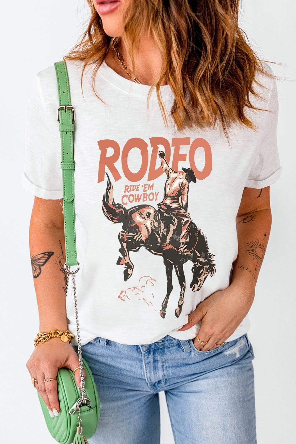 Cowboy Graphic Round Neck Short Sleeve T-Shirt - Trendsi - Flyclothing LLC