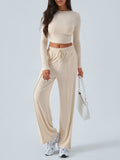 Devine Round Neck Long Sleeve Top and Pants Set - Trendsi - Flyclothing LLC