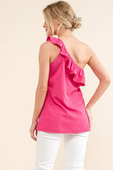 And The Why Ruffle One Shoulder Sleeveless Tank Top - Trendsi - Flyclothing LLC