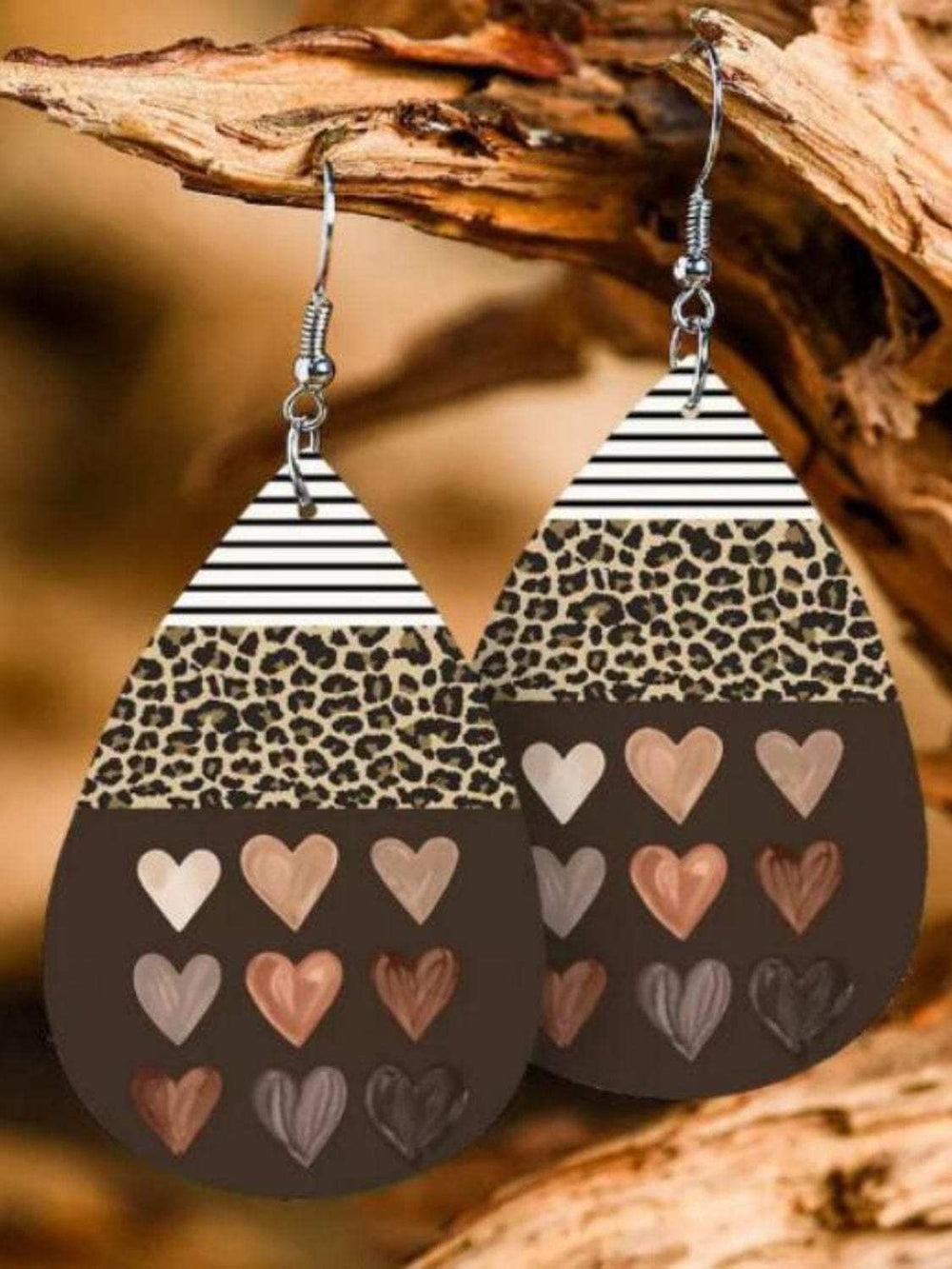 Printed PU Leather Dangle Earrings - Trendsi - Flyclothing LLC