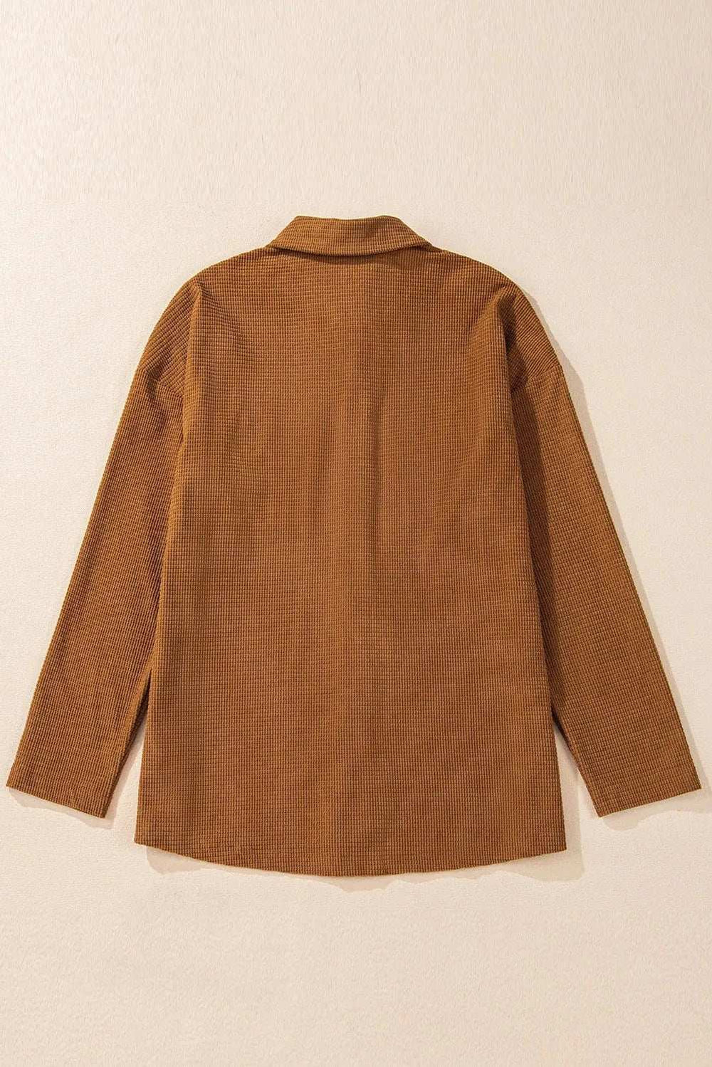 Pocketed Snap Down Long Sleeve Jacket - Trendsi - Flyclothing LLC