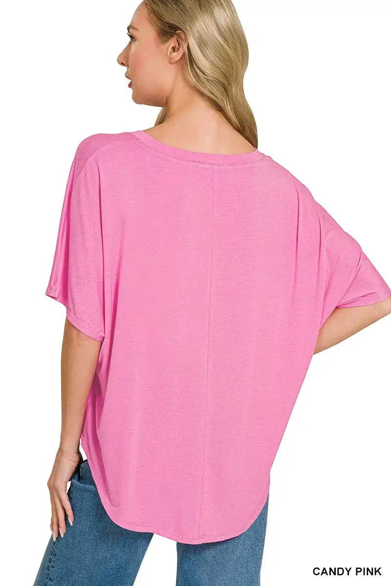 Zenana V-neck Oversized Top & Pants Set - Trendsi - Flyclothing LLC