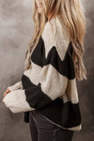 Color Block Round Neck Sweater - Trendsi - Flyclothing LLC