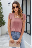 Frill Square Neck Flutter Sleeve Blouse - Trendsi - Flyclothing LLC