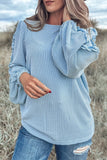 Frill Texture Round Neck Long Sleeve Sweatshirt - Trendsi