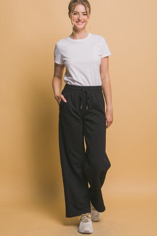 Love Tree Drawstring Wide Leg Sweatpants with Pockets - Trendsi
