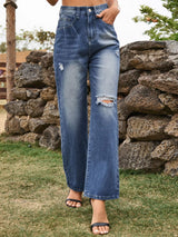 Distressed Jeans with Pockets - Trendsi - Flyclothing LLC